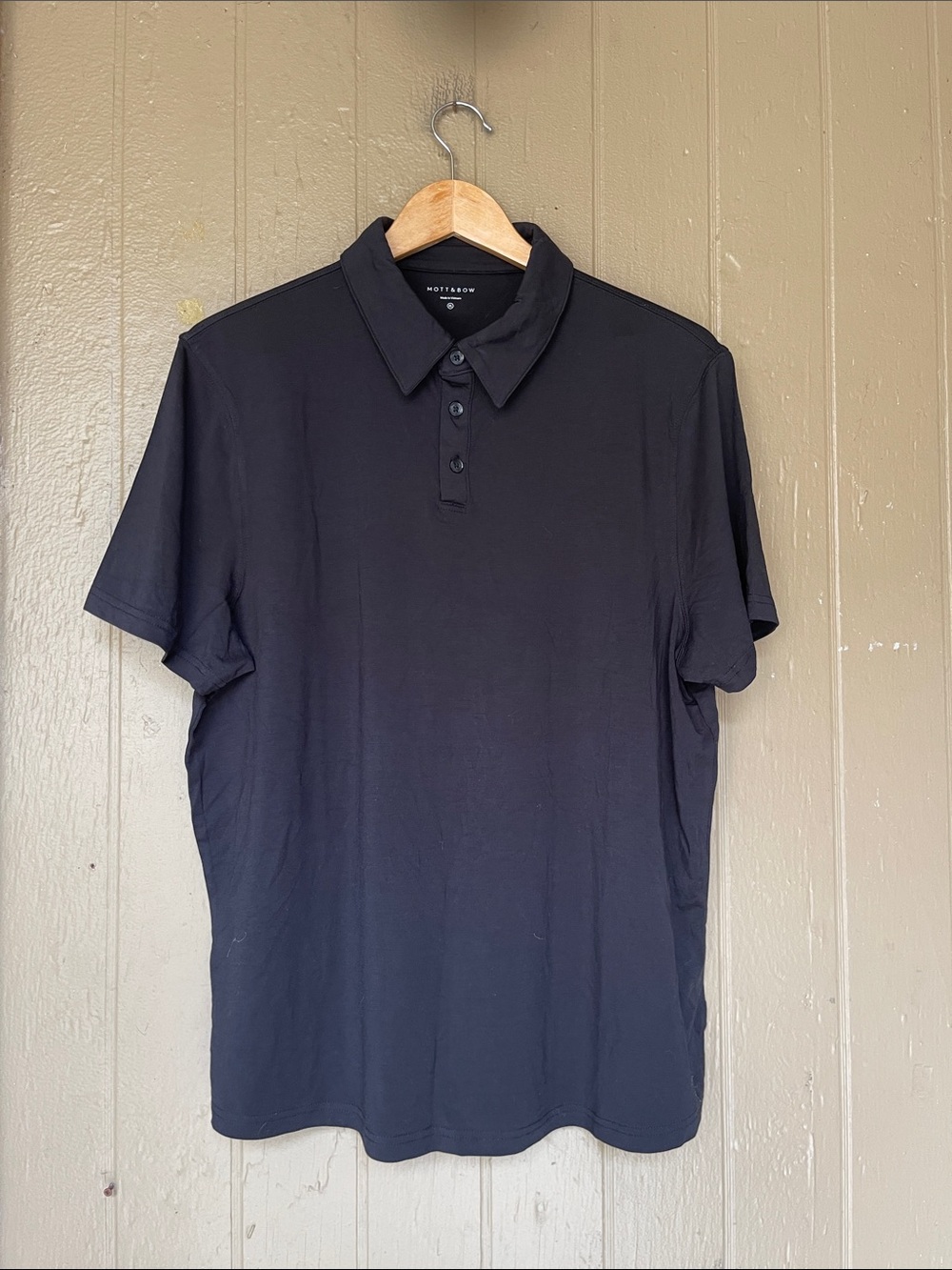 Mott & Bow Men's Luxe Polo Shirt in Black Size XL
